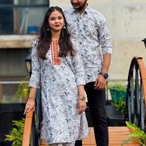 ম্যাচিং জামা+পায়জামা+শার্ট কাপল ড্রেস